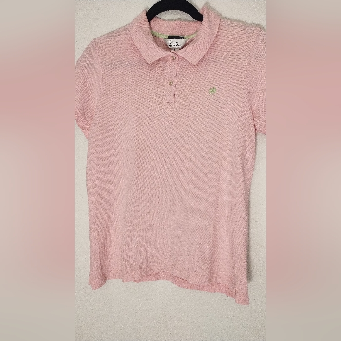 Lilly Pulitzer Classic Pink Polo Shirt Womens Size Large Pima Cotton